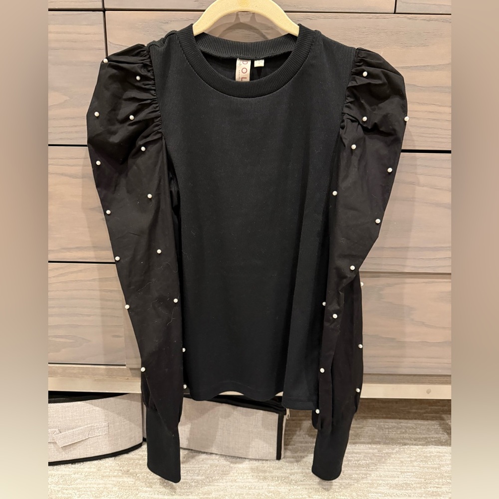Dolan the left coast Black Pearl Stuf Puff Sleeve Top - Black - Size small